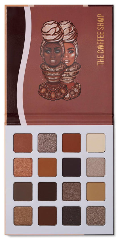 Juvia's Place Coffee Shop Eyeshadow Palette - 16 Pan Palette with Tan, Auburn, & Rich Dark Chocolate Shades, Mattes and Shimmers, Highly Pigmented and Buttery Texture Avelisse