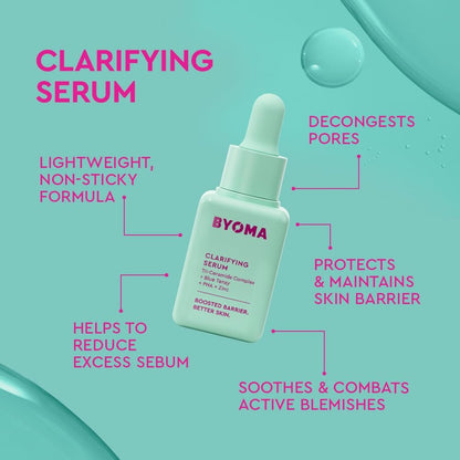 BYOMA So Clear Set - Barrier Repair Skincare Kit for Acne Prone Skin with Creamy Jelly Cleanser, Clarifying Serum & Gel-Cream Moisturizer (30ml, 15ml, 15ml)