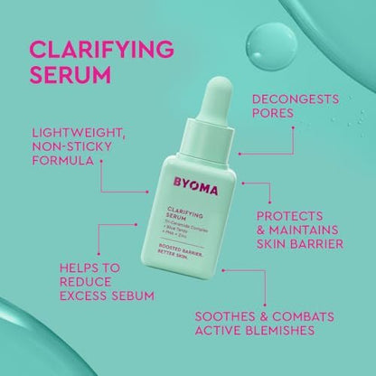 BYOMA So Clear Set - Barrier Repair Skincare Kit for Acne Prone Skin with Creamy Jelly Cleanser, Clarifying Serum & Gel-Cream Moisturizer (30ml, 15ml, 15ml)
