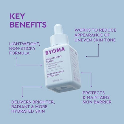 BYOMA Brightening Serum - Barrier Repair & Hydrating Face Serum with Hyaluronic Acid, Niacinamide & Ceramides for Glowing, Radiant Skin - 1.01 fl. oz