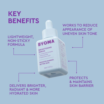 BYOMA Brightening Serum - Barrier Repair & Hydrating Face Serum with Hyaluronic Acid, Niacinamide & Ceramides for Glowing, Radiant Skin - 1.01 fl. oz