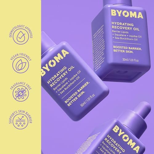 BYOMA Hydrating Recovery Oil - Luxury Face Oil with Squalane, Jojoba Oil & Seabuckthorn Oil - Instant Radiant and Glowy Skin - Barrier Repair Facial Oil - 1.01 fl. oz - görsel 10