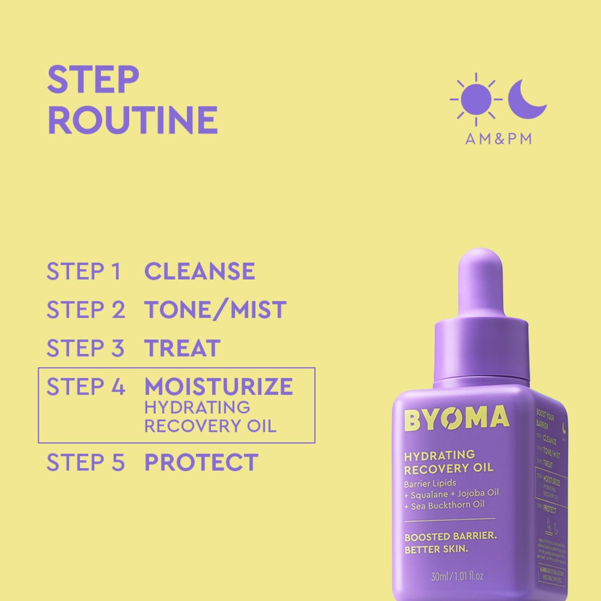 BYOMA Hydrating Recovery Oil - Luxury Face Oil with Squalane, Jojoba Oil & Seabuckthorn Oil - Instant Radiant and Glowy Skin - Barrier Repair Facial Oil - 1.01 fl. oz - görsel 11