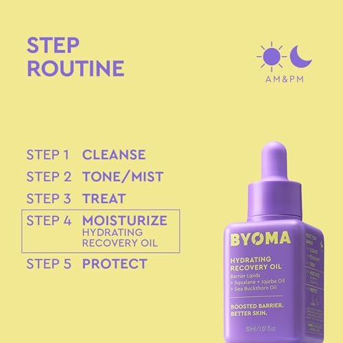 BYOMA Hydrating Recovery Oil - Luxury Face Oil with Squalane, Jojoba Oil & Seabuckthorn Oil - Instant Radiant and Glowy Skin - Barrier Repair Facial Oil - 1.01 fl. oz - görsel 12