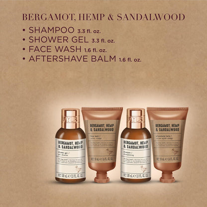 Baylis & Harding The Fuzzy Duck Bergamot, Hemp & Sandalwood Men's Luxury Toiletry Bag Gift Set - Vegan Friendly Avelisse