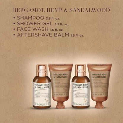 Baylis & Harding The Fuzzy Duck Bergamot, Hemp & Sandalwood Men's Luxury Toiletry Bag Gift Set - Vegan Friendly Avelisse
