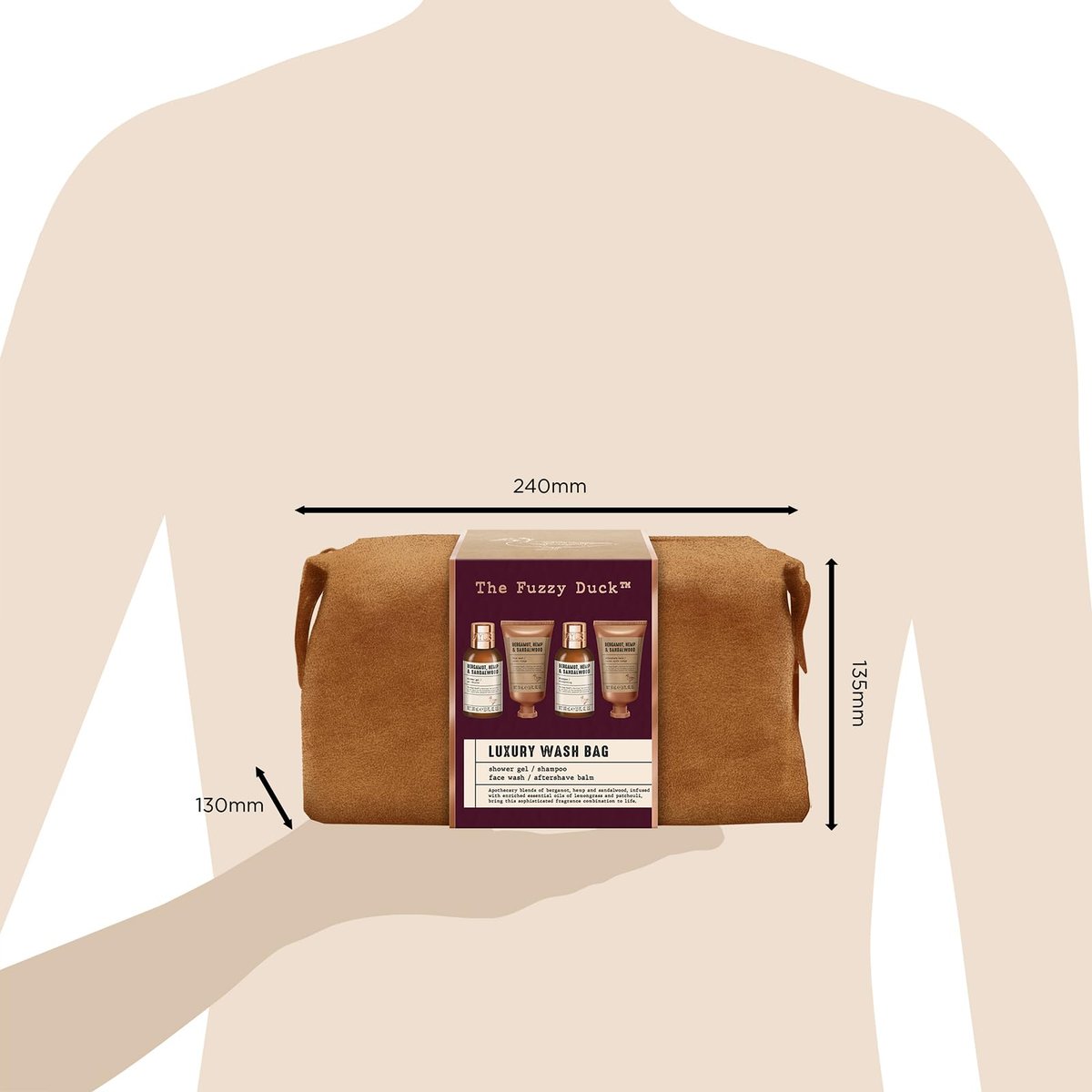 Baylis & Harding The Fuzzy Duck Bergamot, Hemp & Sandalwood Men's Luxury Toiletry Bag Gift Set - Vegan Friendly Avelisse