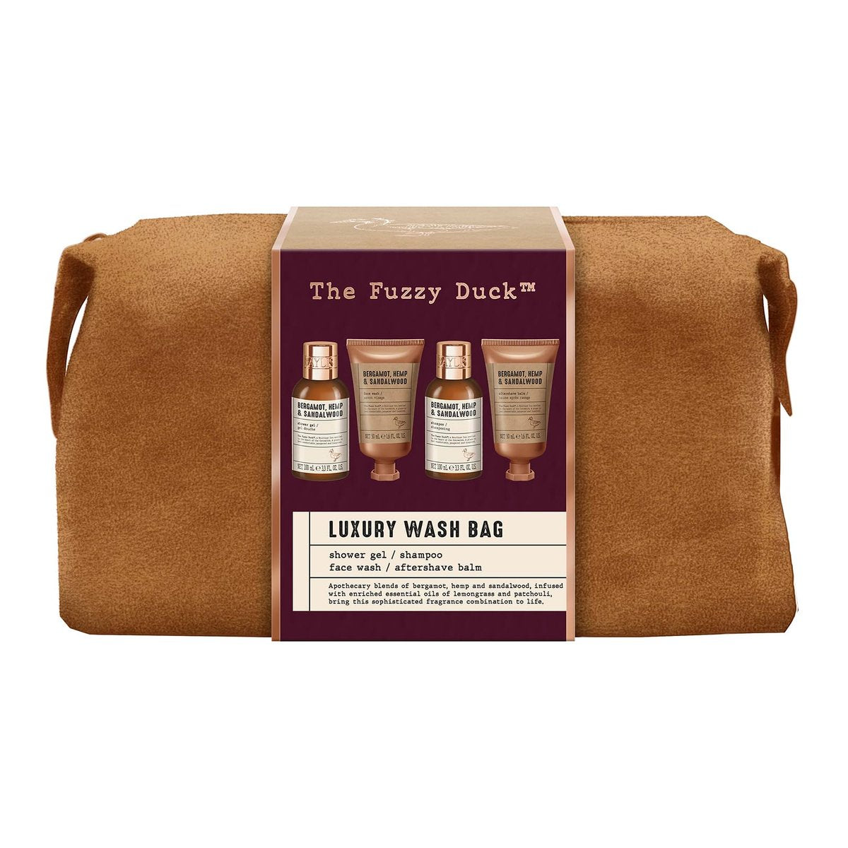 Baylis & Harding The Fuzzy Duck Bergamot, Hemp & Sandalwood Men's Luxury Toiletry Bag Gift Set - Vegan Friendly Avelisse
