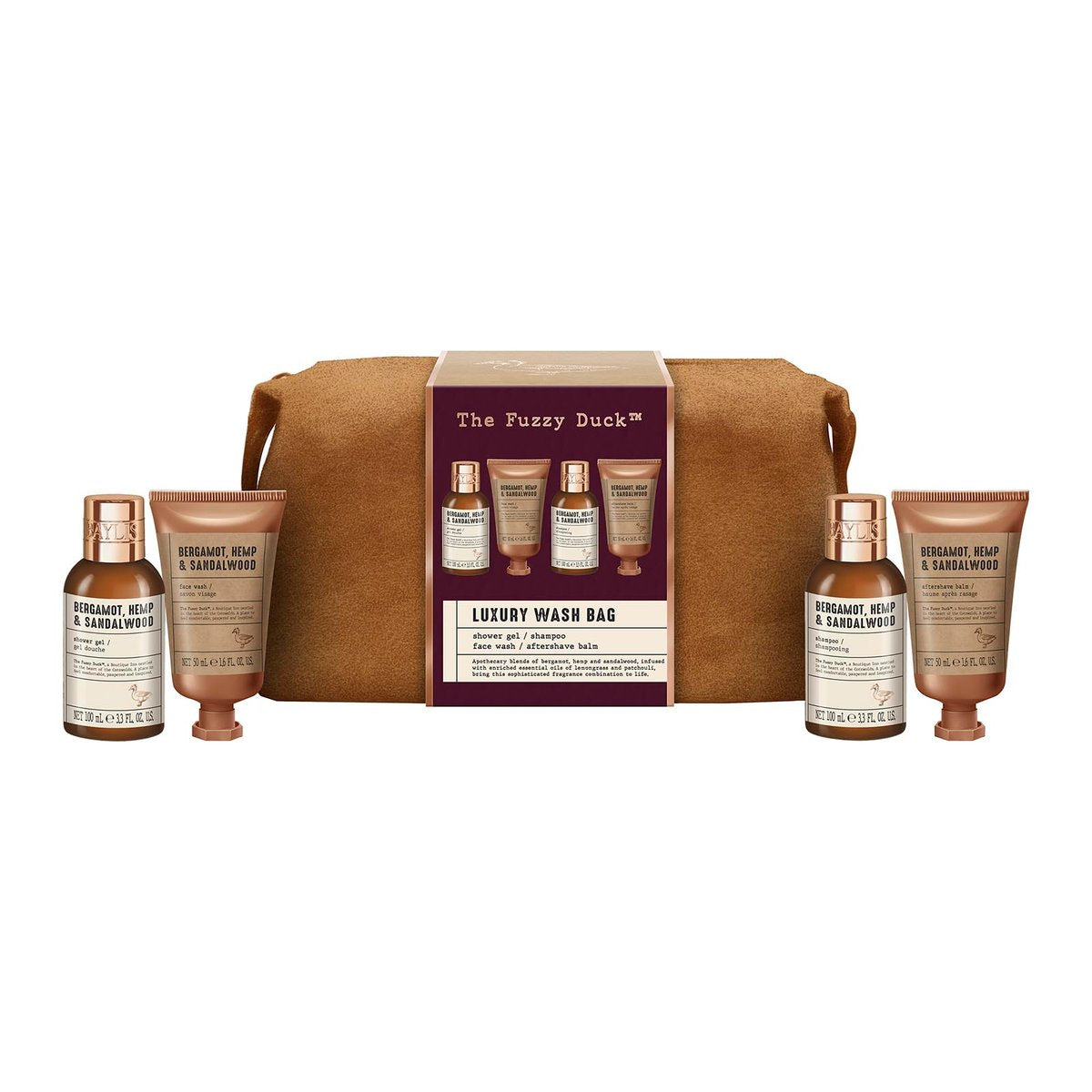 Baylis & Harding The Fuzzy Duck Bergamot, Hemp & Sandalwood Men's Luxury Toiletry Bag Gift Set - Vegan Friendly Avelisse