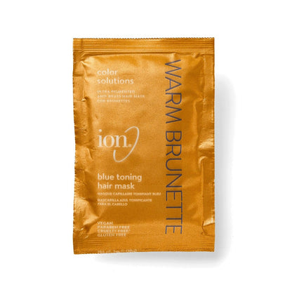 Ion Brunette Blue Toning Mask – Anti-Brass Purple Pigment Mask for Brown Hair, Corrects Orange Undertones, 1 oz