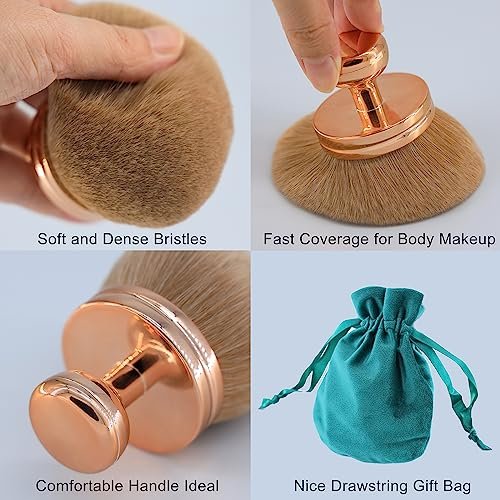 DRIPOO Extra Large Body Makeup Brush for Self Tanner – Wide-Headed Kabuki Brush for Back, Legs, Face – Rose, 74mm - görsel 12