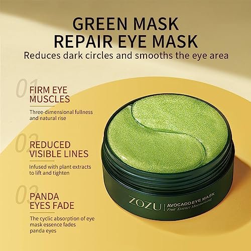 MeiPlumLai Avocado Eye Mask 60 Pcs – Under Eye Patches for Dark Circles & Puffiness, Moisturizing Nourishing Eye Treatment - görsel 4