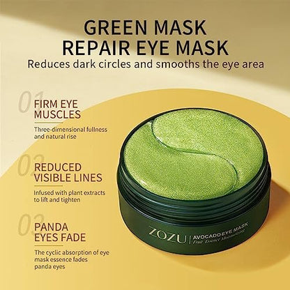 MeiPlumLai Avocado Eye Mask 60 Pcs – Under Eye Patches for Dark Circles & Puffiness, Moisturizing Nourishing Eye Treatment