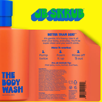 JB SKRUB Boys Body Wash for Kids, Tweens & Teens - pH-Balanced Foaming Citrus Wash, No Harsh Ingredients, Tackles Odor & Breakouts, 14 oz Avelisse