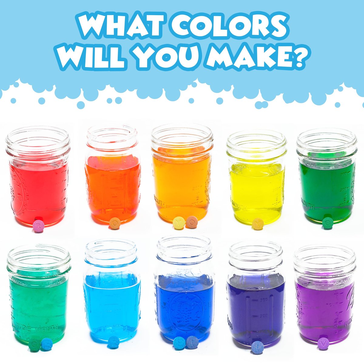 Tub Works Bath Color Fizzies, 150 Count | Nontoxic & Fragrance-Free Fizzy Color Tablets for Kids | 7 Vibrant Colors | Bath Bombs for Fun Bathtime Avelisse