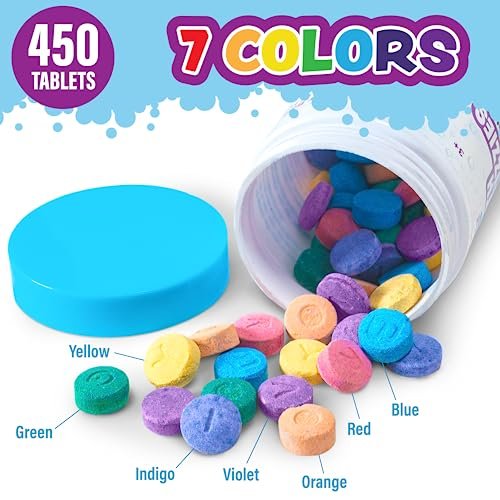 Tub Works Bath Color Fizzies, 150 Count, 3 Pack – Nontoxic & Fragrance-Free Color Bath Drops for Kids Avelisse