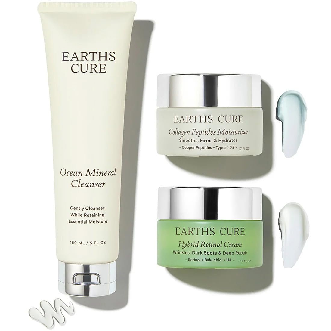 EarthsCure 3 Step Anti-Aging Routine - Wrinkles, Dark Spots & Smoother Skin with Ocean Minerals, Nano Peptides & Vegan Retinol - Sensitive Skin Safe (9 fl oz) Avelisse