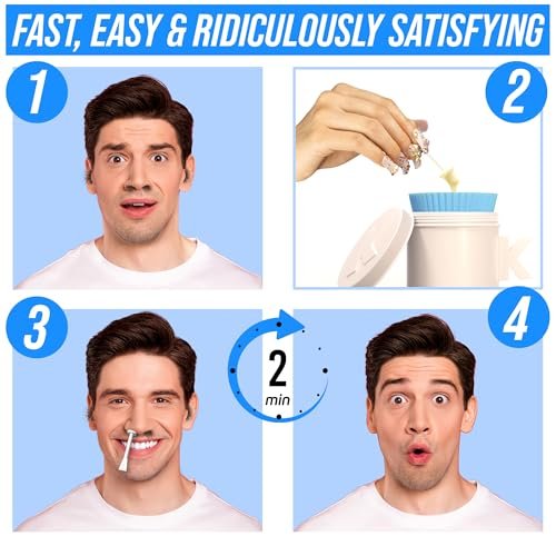 Kenashii Super Nose Waxing Kit - 100g Wax, 24 Applicators, No Microwave Required, Ear Hair Removal, for Men and Women, 12 Balm Wipes, Mustache Guards, Storage Bag Avelisse