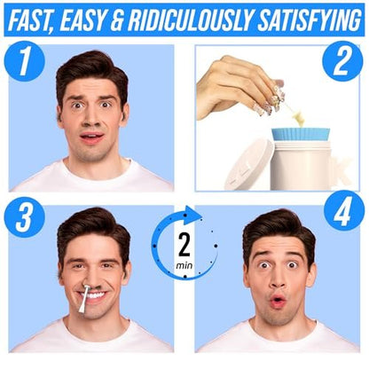 Kenashii Super Nose Waxing Kit - 100g Wax, 24 Applicators, No Microwave Required, Ear Hair Removal, for Men and Women, 12 Balm Wipes, Mustache Guards, Storage Bag Avelisse