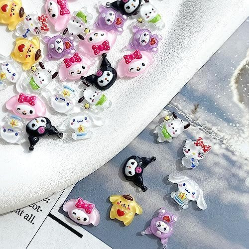 Akutoer 70PCS Kawaii Nail Art Charms - 3D Cute Cat Resin Jelly Gummy Candy Slime Nail Decorations for DIY - görsel 6