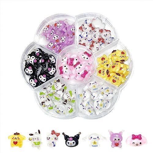 Akutoer 70PCS Kawaii Nail Art Charms - 3D Cute Cat Resin Jelly Gummy Candy Slime Nail Decorations for DIY - görsel 2