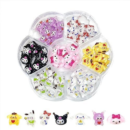 Akutoer 70PCS Kawaii Nail Art Charms - 3D Cute Cat Resin Jelly Gummy Candy Slime Nail Decorations for DIY