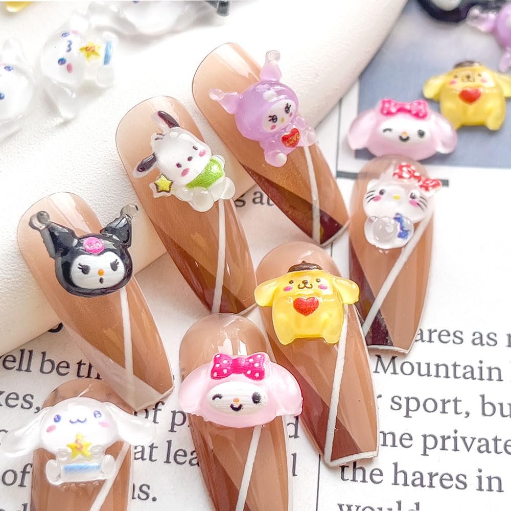 Akutoer 70PCS Kawaii Nail Art Charms - 3D Cute Cat Resin Jelly Gummy Candy Slime Nail Decorations for DIY - görsel 3