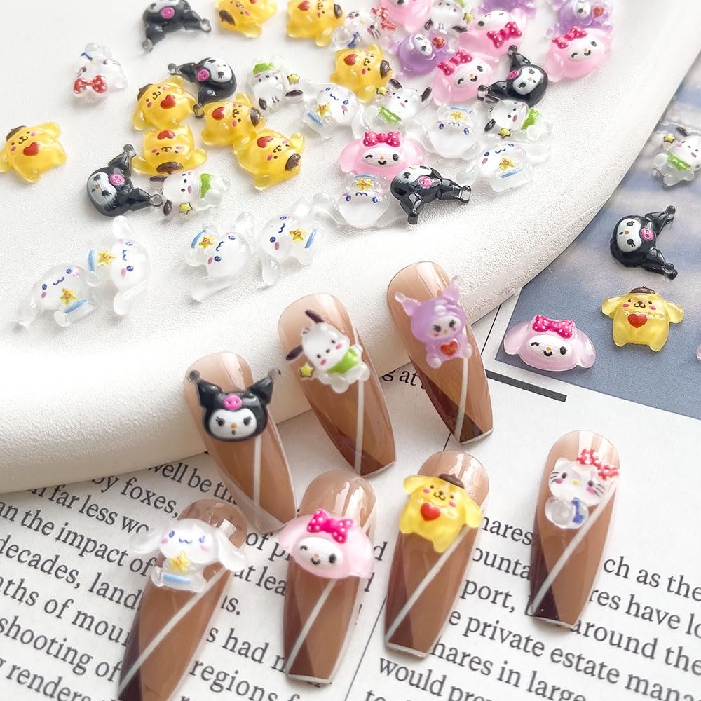 Akutoer 70PCS Kawaii Nail Art Charms - 3D Cute Cat Resin Jelly Gummy Candy Slime Nail Decorations for DIY - görsel 7