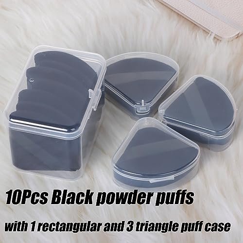 Ocim 10-Pack Black Velour Triangular Powder Puffs for Face Powder, Setting & Baking Makeup Sponges with Case - görsel 4