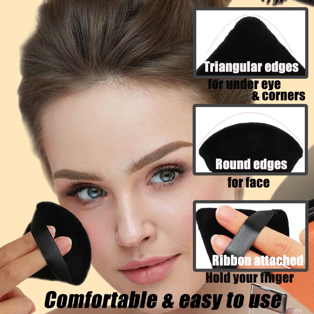 Ocim 10-Pack Black Velour Triangular Powder Puffs for Face Powder, Setting & Baking Makeup Sponges with Case - görsel 7