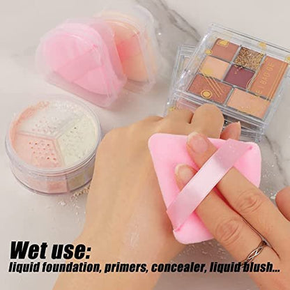 Ocim 10-Pack Black Velour Triangular Powder Puffs for Face Powder, Setting & Baking Makeup Sponges with Case