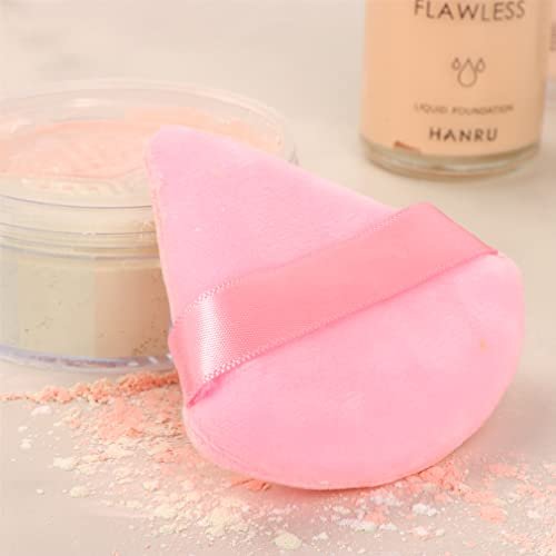 Ocim 10-Pack Velour Triangle Powder Puffs for Face Powder, Makeup Setting & Baking - Black & Pink with Case - görsel 6