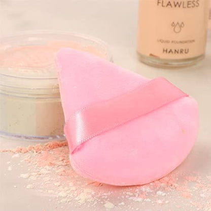 Ocim 10-Pack Velour Triangle Powder Puffs for Face Powder, Makeup Setting & Baking - Black & Pink with Case