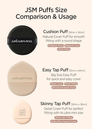 JUNG SAEM MOOL Natural Cover Cushion Puff (4pc) - Silicone Round Face Sponge for Smooth Makeup Application - görsel 11