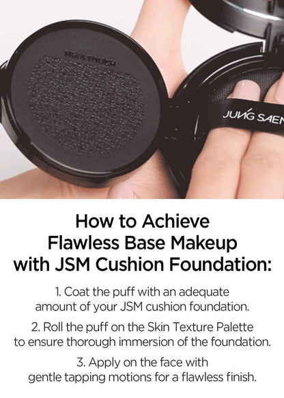JUNG SAEM MOOL Natural Cover Cushion Puff (4pc) - Silicone Round Face Sponge for Smooth Makeup Application