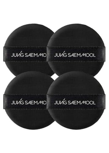 JUNG SAEM MOOL Natural Cover Cushion Puff (4pc) - Silicone Round Face Sponge for Smooth Makeup Application