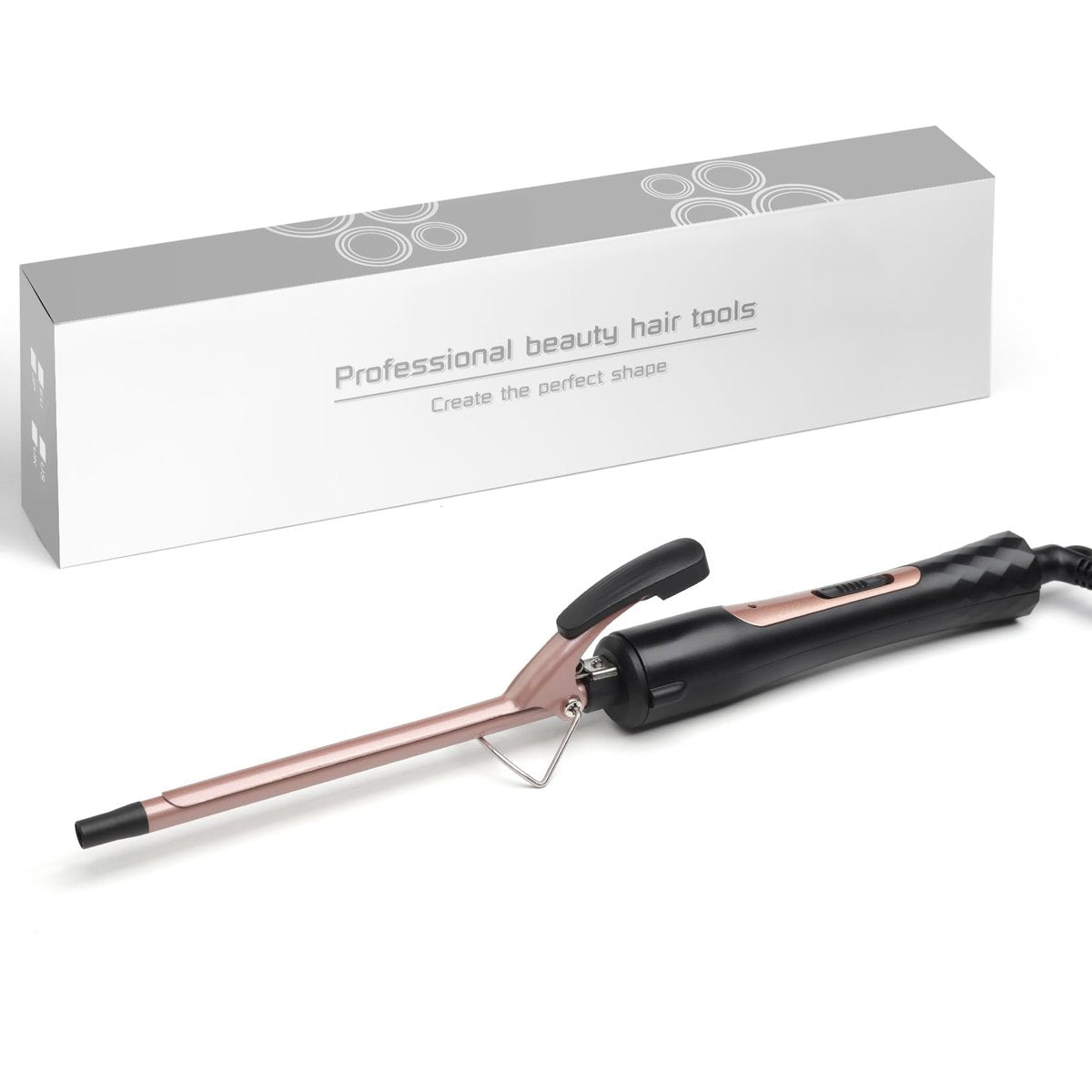 JAETON Thin Curling Iron 3/8 Inch – Small Curling Wand for Tight Curls, Ceramic Tourmaline Barrel, Dual Temperature, Includes Heat Glove Avelisse