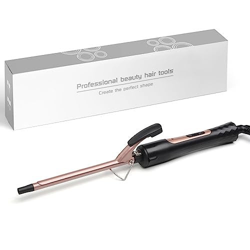 JAETON Thin Curling Iron 3/8 Inch – Small Curling Wand for Tight Curls, Ceramic Tourmaline Barrel, Dual Temperature, Includes Heat Glove Avelisse