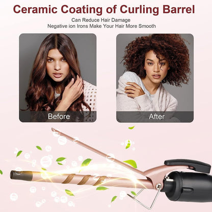 JAETON Thin Curling Iron 3/8 Inch – Small Curling Wand for Tight Curls, Ceramic Tourmaline Barrel, Dual Temperature, Includes Heat Glove Avelisse