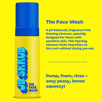 JB SKRUB The Face Wash - Gentle Facial Cleanser for Kids, Tween and Teen Boys - Fragrance-Free Foaming Face Wash with Aloe Vera & Chia Seed for Sensitive Skin - 5 Fl. Oz Avelisse