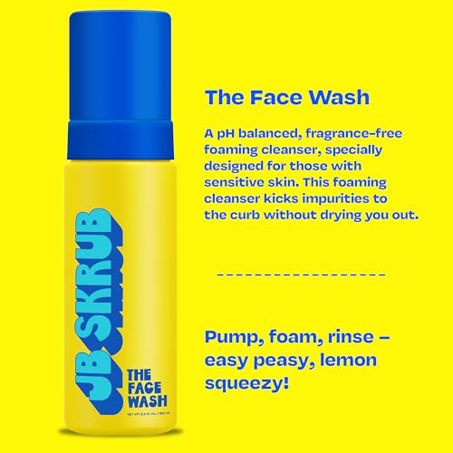 JB SKRUB The Face Wash - Gentle Facial Cleanser for Kids, Tween and Teen Boys - Fragrance-Free Foaming Face Wash with Aloe Vera & Chia Seed for Sensitive Skin - 5 Fl. Oz Avelisse