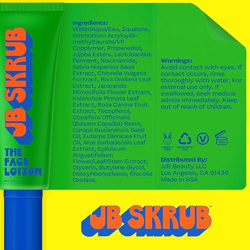 JB SKRUB Kids Face Lotion for Boys, Tweens & Teens - Oil-Free Moisturizer with Blue Light Defense, Fast-Absorbing & Fragrance-Free, 1.7 oz Avelisse
