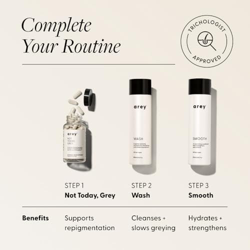 Arey Wash Shampoo for Women & Men - Delay & Reduce Signs of Aging Grey Hair, Promote Healthier Strands, Vegan & Cruelty-Free (8.45 Fl Oz, 30 Uses) Avelisse