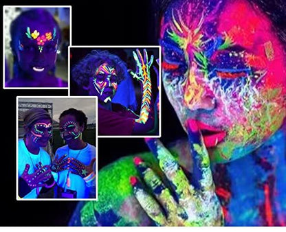 12-Piece Glow Blacklight Face & Body Paint Sticks – Neon UV Reactive Makeup Kit for Halloween & Glow Parties
