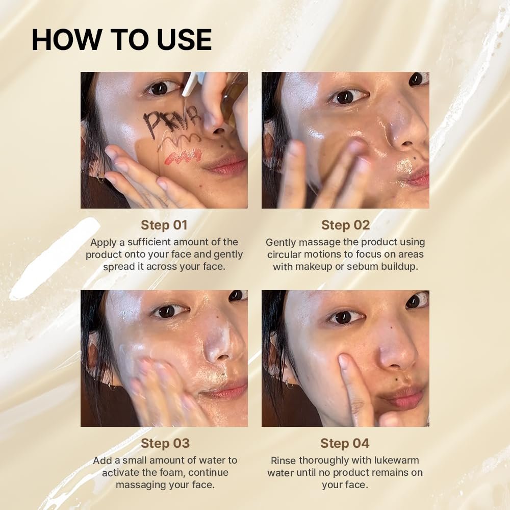 Primera Oil to Foam Cleanser – Korean Deep Cleansing Oil for Makeup Removal, Blackheads, and Pore Care with Hyaluronic Acid (200ml / 6.76 fl oz) Avelisse