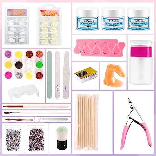 L-Bulice Acrylic Nail Kit for Beginners with Everything Professional - 12 Glitter Powder Acrylic Set, Nail Care Art Design Tip Brush Clipper File Supplies, DIY Tool - görsel 5