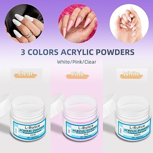 L-Bulice Acrylic Nail Kit for Beginners with Everything Professional - 12 Glitter Powder Acrylic Set, Nail Care Art Design Tip Brush Clipper File Supplies, DIY Tool - görsel 7