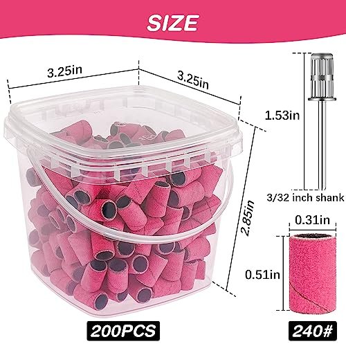 Rolybag 240 Grit Extreme Fine Sanding Bands for Nail Drill – 200-Pack Pink Professional Nail Sanding Bands with 2 Drill Bits for Manicure & Pedicure - görsel 14