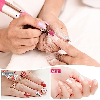 Rolybag 240 Grit Extreme Fine Sanding Bands for Nail Drill – 200-Pack Pink Professional Nail Sanding Bands with 2 Drill Bits for Manicure & Pedicure