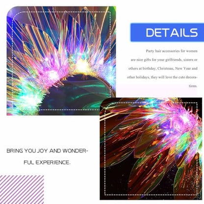 JEAIRTS Light Up LED Crown Headband - Glow Rave Flashing Headpiece for Women - Multicolored Silk Hair Accessory Avelisse